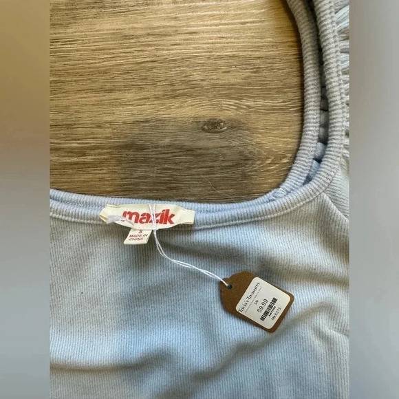 MAZIK Women’s Baby Blue Ruffle Shoulder Sweater Dress Size Small NWT - Picture 4 of 12